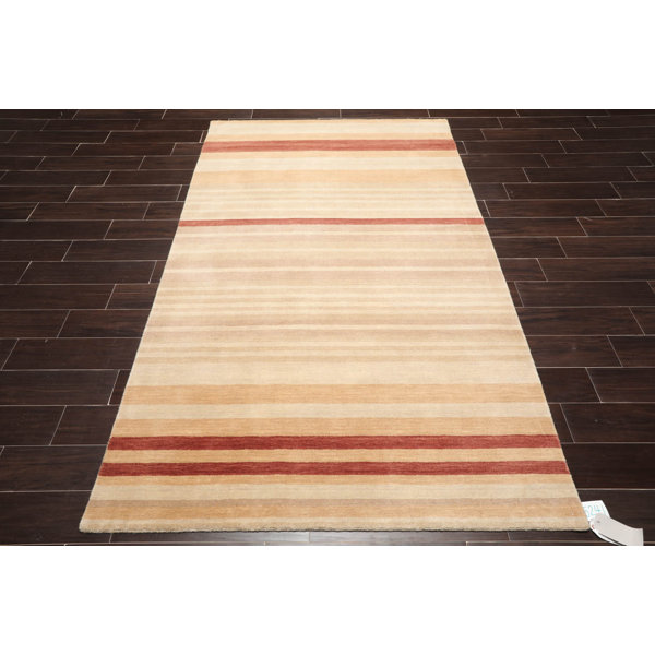 Latitude Run® Handmade HandKnotted Wool Beige Rug Wayfair